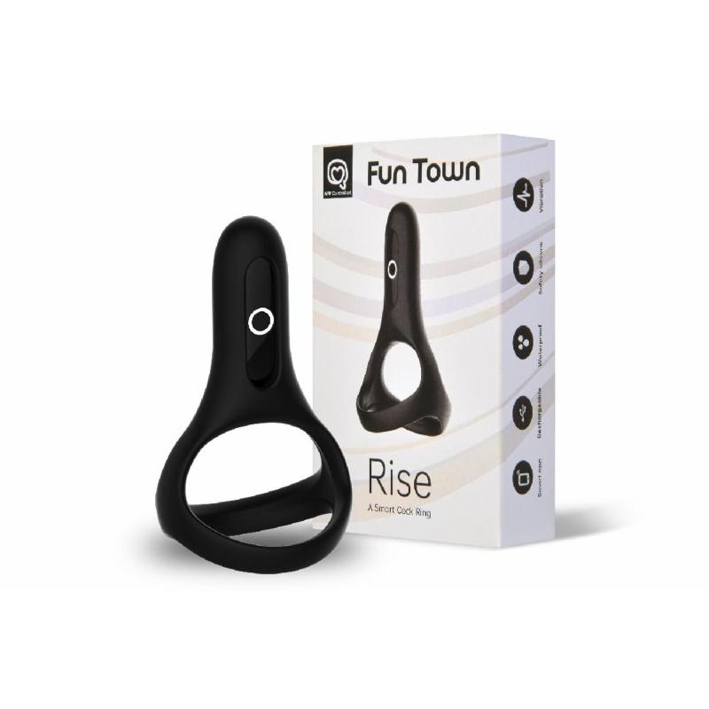 Подвійне ерекційне кільце Fun Town Rise Black, керування зі смартфона - зображення 1