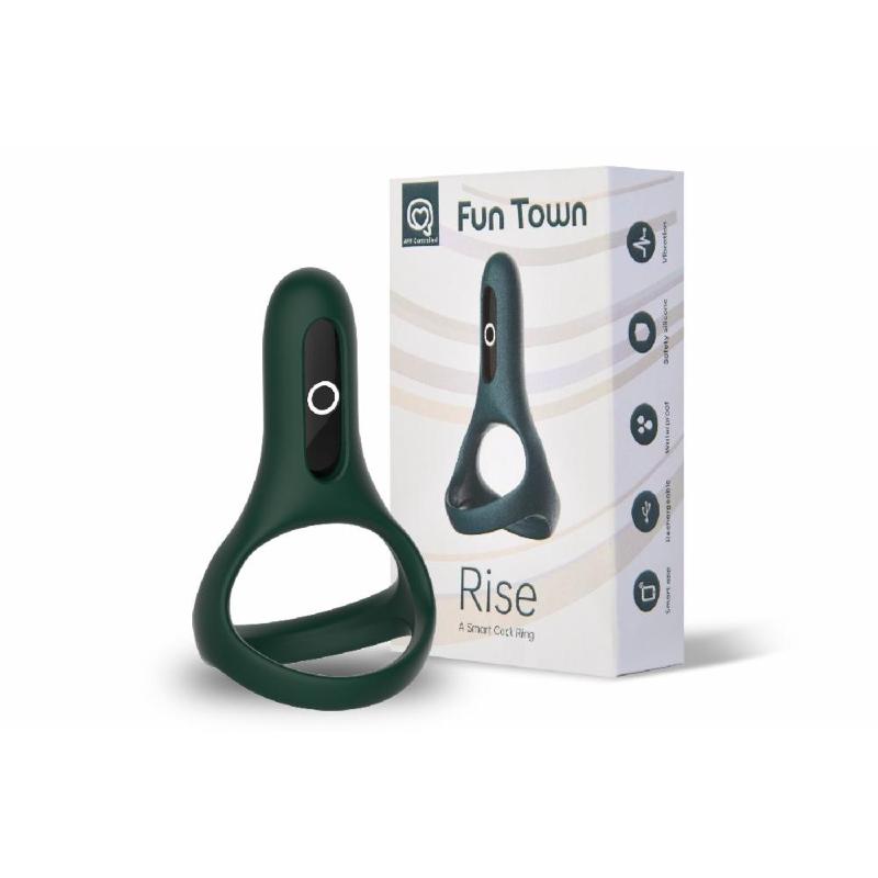 Подвійне ерекційне кільце Fun Town Rise Turquoise, керування зі смартфона - зображення 1