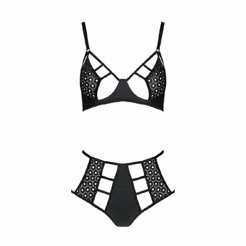 Розпродаж!!! Комплект з екошкіри Passion Tamaris Set black S/M, бюстгальтер та трусики