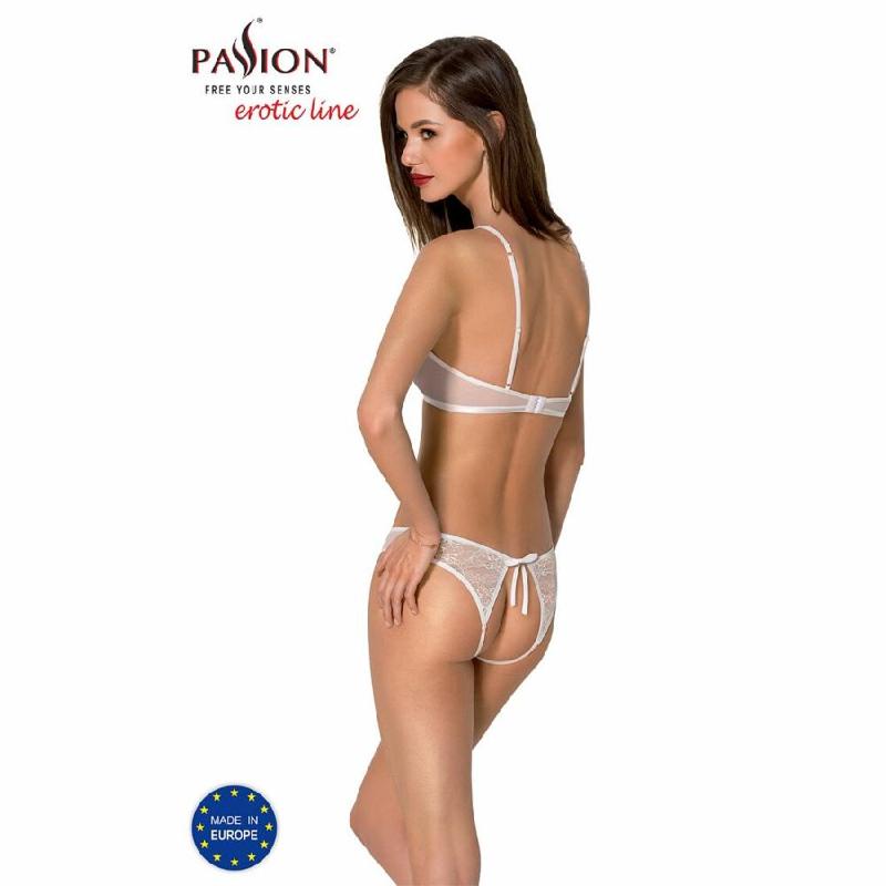 Комплект: бра, трусики з ажурним декором та відкритим кроком URSULA SET L/XL, white