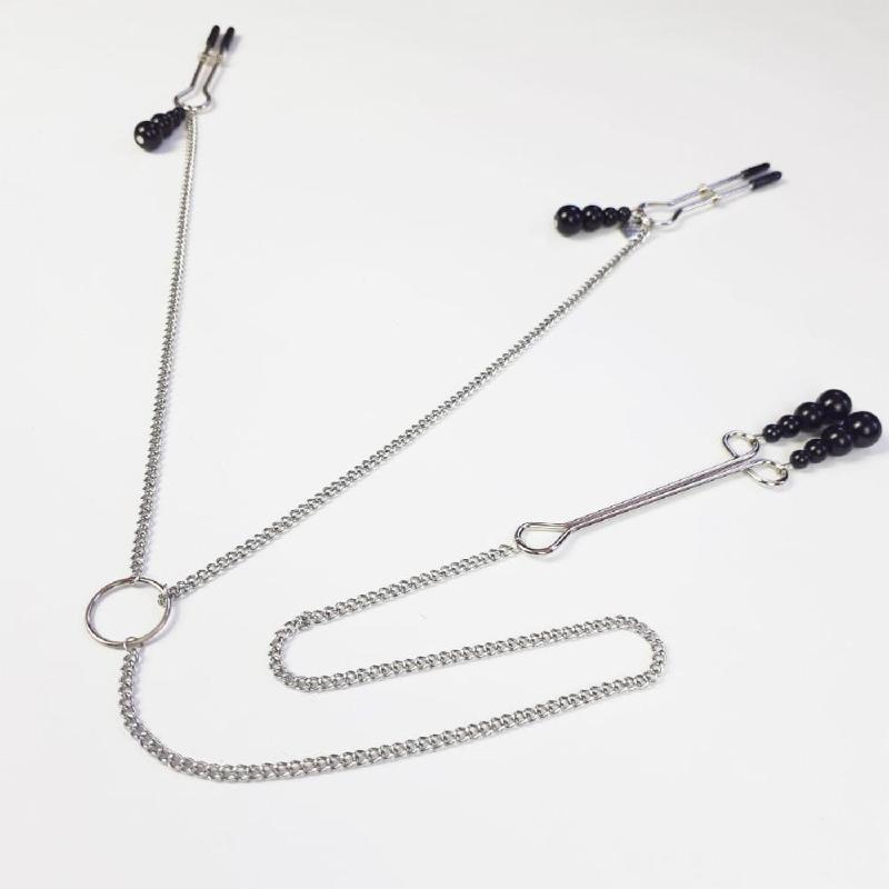 Затискач для сосків та клітора Art of Sex - Nipple and clit clamps Black Pearl