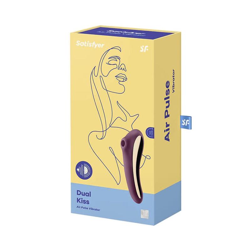 Вакуумний стимулятор з вібрацією Satisfyer Dual Kiss Wine Red