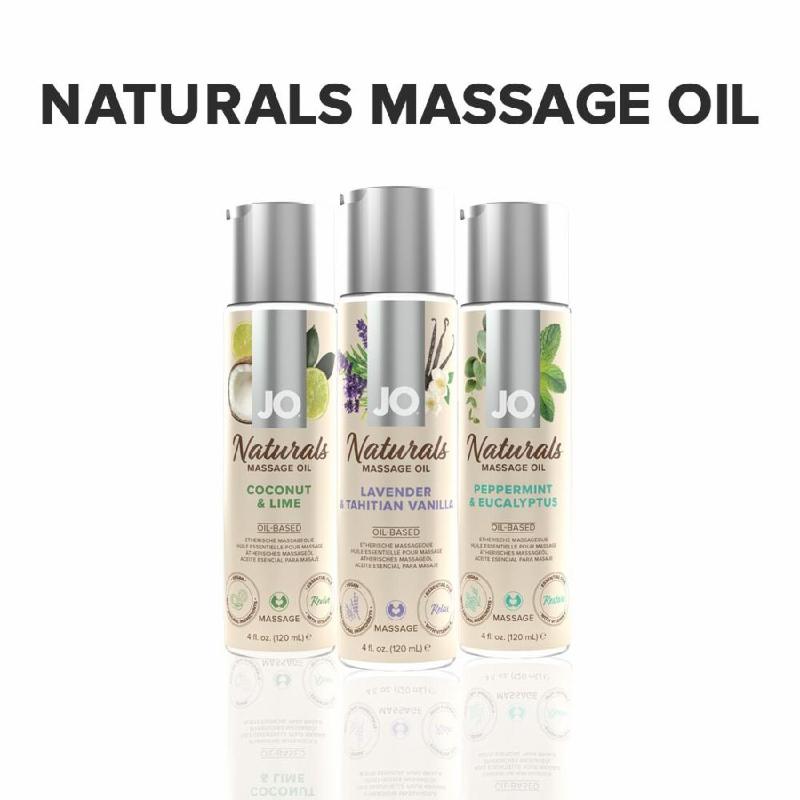 Масажна олія JO Naturals Massage Oil Lavender&Vanilla з натуральними ефірними оліями (120 мл)
