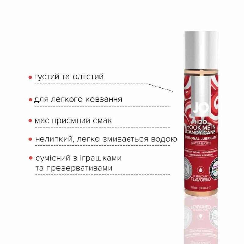 Лубрикант на водній основі JO H2O – Candy Cane без цукру, рослинний гліцерин (30 мл)