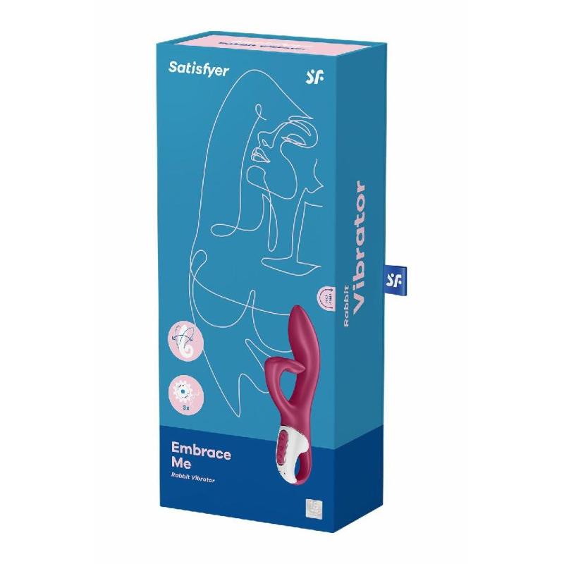 Вібратор-кролик із потрійним відростком Satisfyer Embrace me Berry, 2 мотори, діаметр 3,6 см