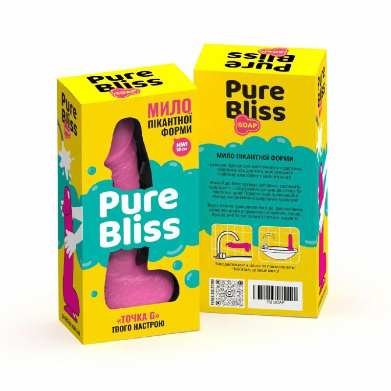 Мило у формі пеніса Pure Bliss MINI Pink, крафтове мило-член, натуральне