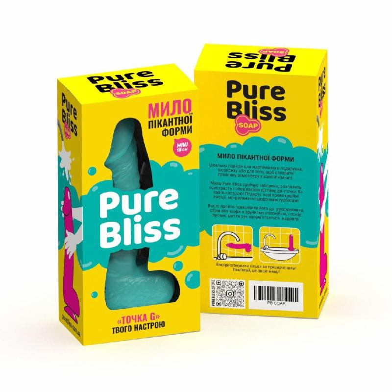 Мило у формі пеніса Pure Bliss MINI Turquoise, крафтове мило-член, натуральне