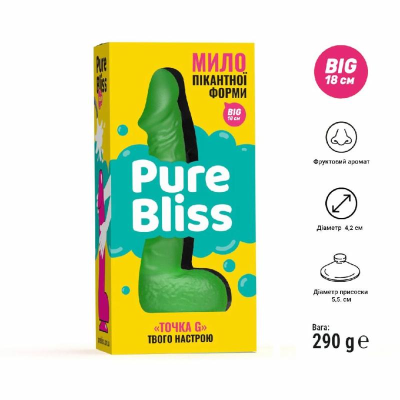 Мило у формі пеніса Pure Bliss BIG Green, крафтове мило-член, натуральне