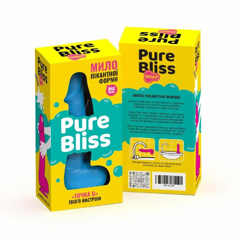 Мило у формі пеніса Pure Bliss BIG Blue, крафтове мило-член, натуральне
