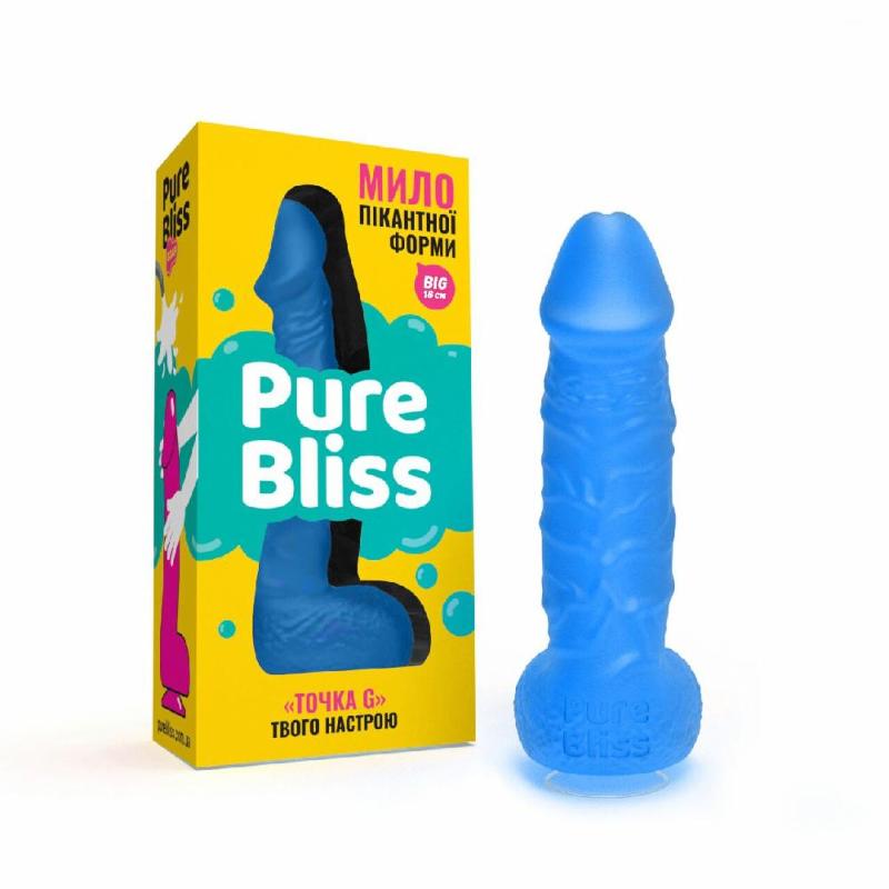 Мило у формі пеніса Pure Bliss BIG Dark Blue, крафтове мило-член, натуральне