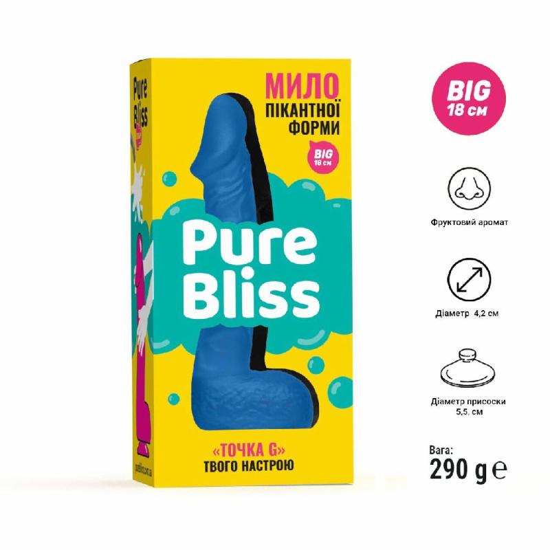 Мило у формі пеніса Pure Bliss BIG Dark Blue, крафтове мило-член, натуральне