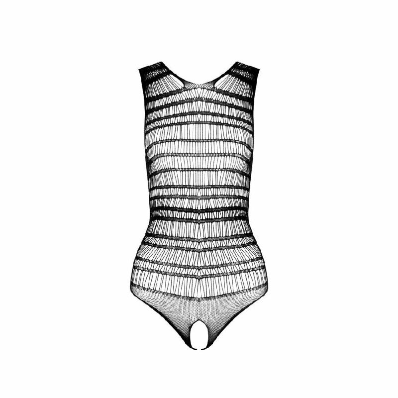 Бодістокінг з доступом Passion BS086 black, вертикальна сітка, виріз на спинці