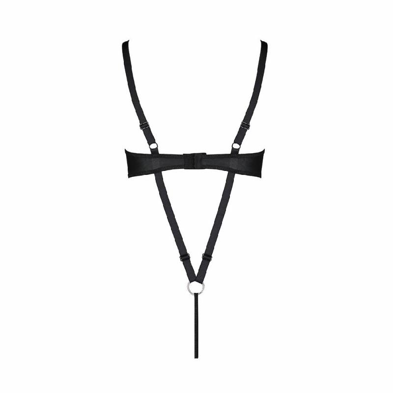 Боді з екошкіри Passion CELIN BODY L/XL, black, з доступом, відкритий