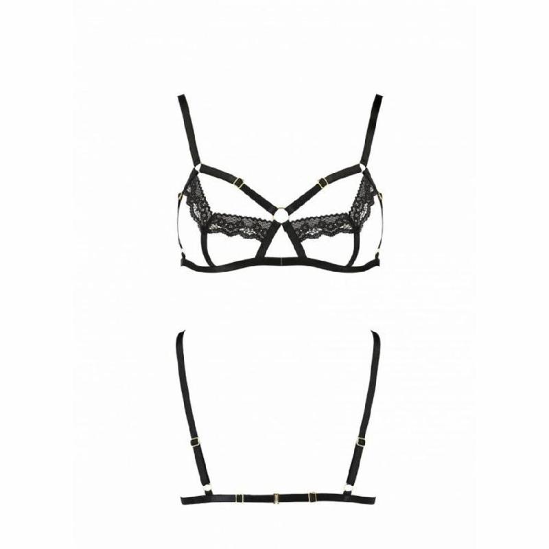 Бюстгальтер-стрепи з мереживом Passion Exclusive SOLON BRA XXL/XXXL, black