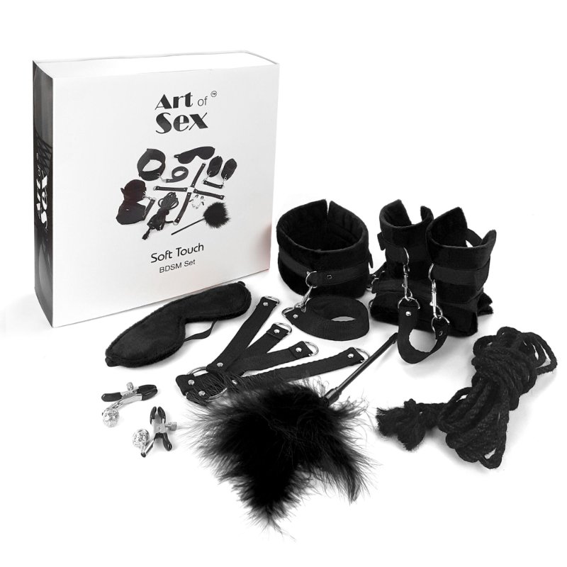 BDSM-набір Art of Sex – Soft Touch BDSM Set, чорний, 9 предметів - зображення 1