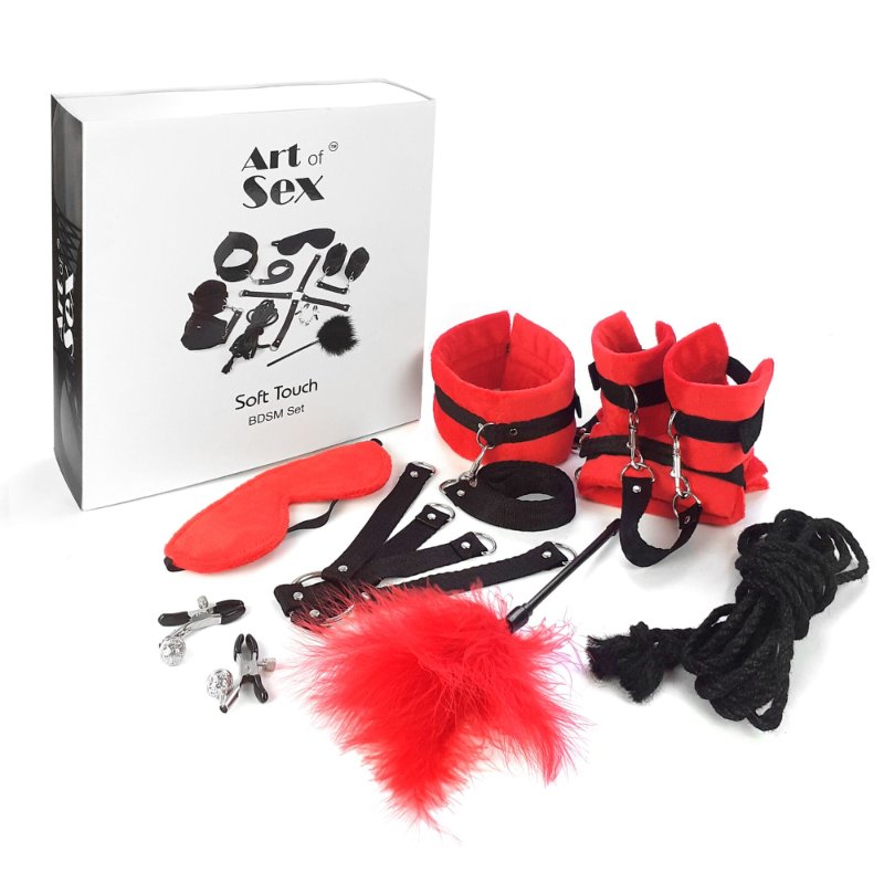 BDSM-набір Art of Sex – Soft Touch BDSM Set, червоний, 9 предметів - зображення 1