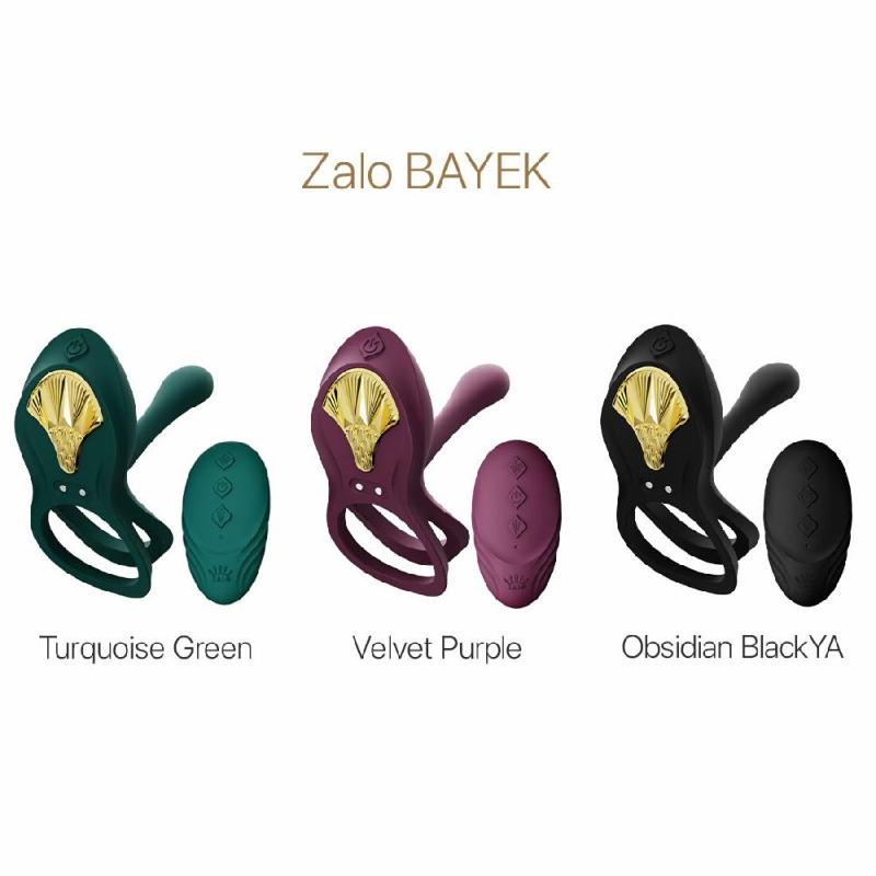 Смарт-ерекційне кільце Zalo - BAYEK Obsidian Black, подвійне з ввідною частиною, пульт ДК