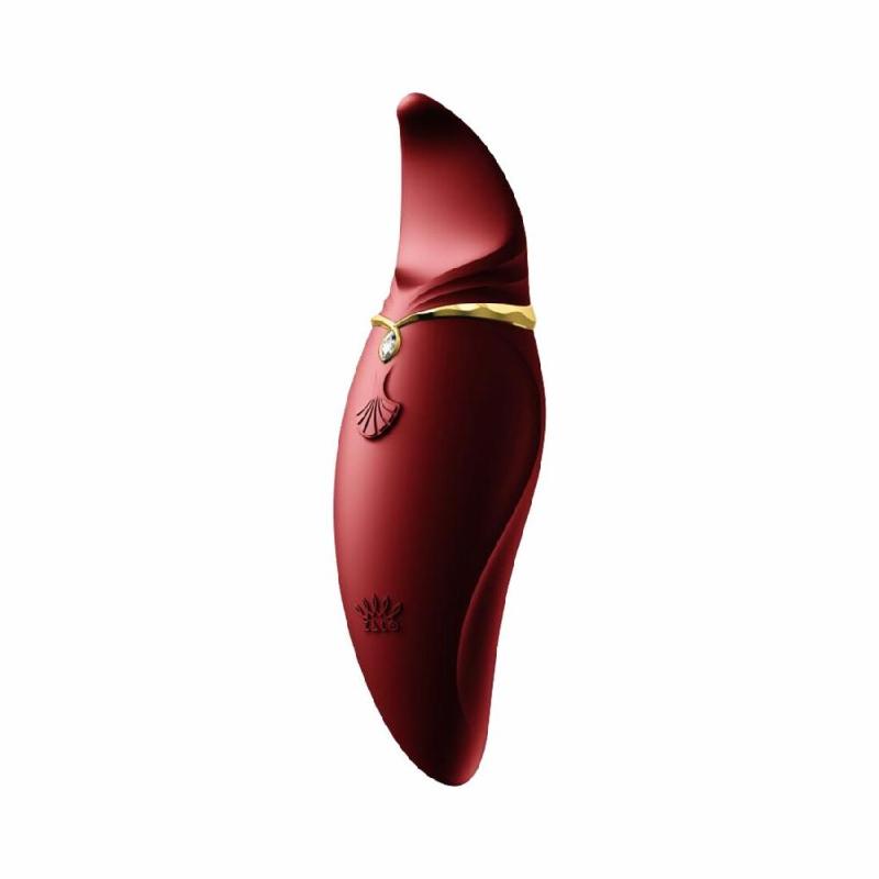 Вібратор 2в1 з язичком Zalo — Hero Wine Red, кристал Swarovski - зображення 1