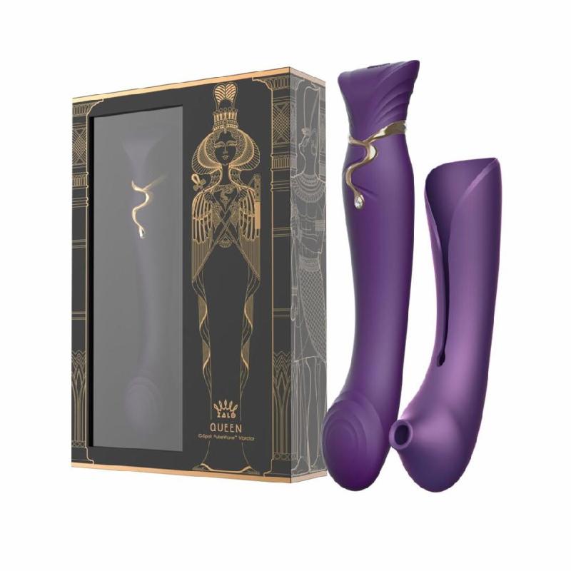 Смартвібратор 3в1 Zalo — Queen Set Twilight Purple, пульсівна перлина та вакуум, кристал Swarovski