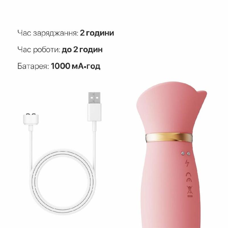 Пульсатор-вібратор із вакуумною стимуляцією клітора Zalo - ROSE Thruster Strawberry Pink