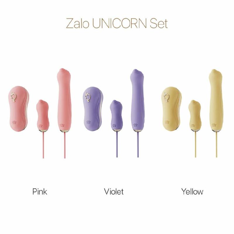 Набір 3в1 Zalo – UNICORN Set Violet, віброяйце, пульсатор, вакуумний стимулятор