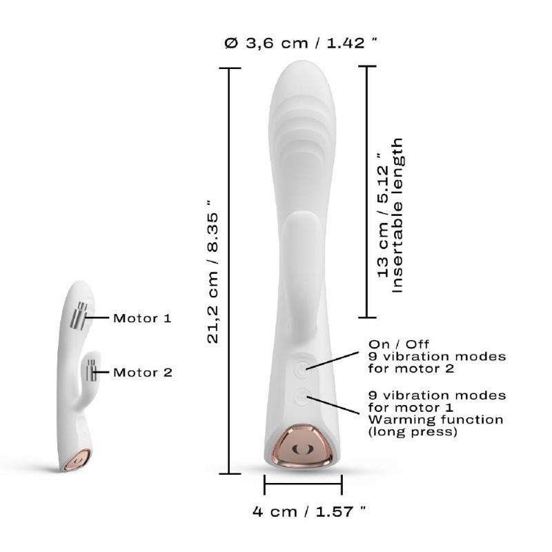 Вібратор-кролик з підігрівом Dorcel FLEXI RABBIT WHITE, гнучкий стовбур