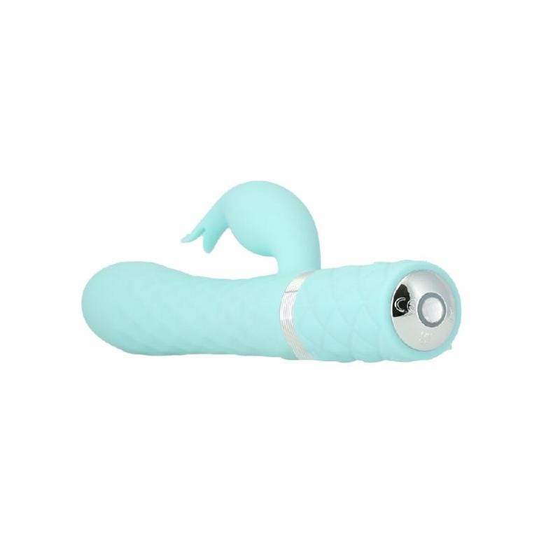 Розкішний кролик з ротацією та вібрацією Pillow Talk Lively Teal, кристал Сваровскі