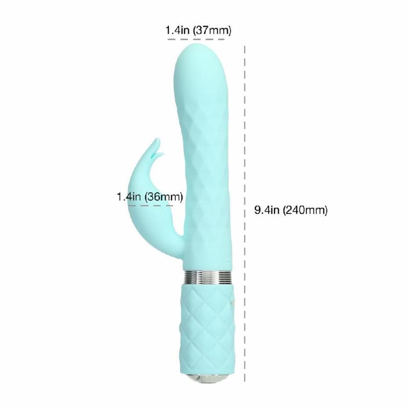 Розкішний кролик з ротацією та вібрацією Pillow Talk Lively Teal, кристал Сваровскі