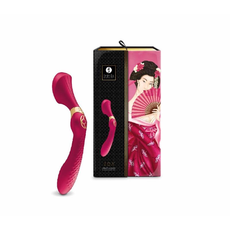 Вібромасажер Shunga Zoa Raspberry, двосторонній
