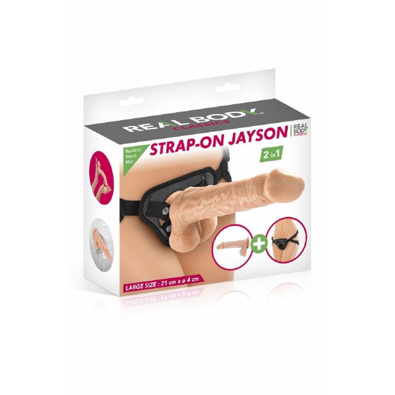 Жіночий страпон-трусики 2в1 Real Body — Jayson: довжина 21 см, діам. 4 см, трусики та фалоімітатор