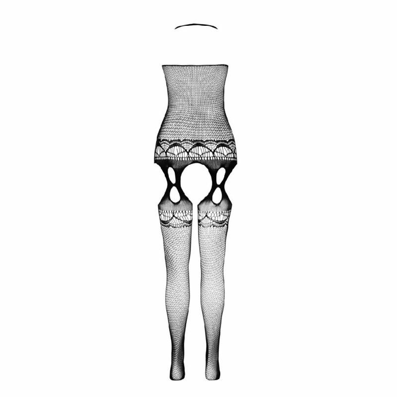 Бодістокінг Passion ECO BS006 white, з доступом, халтер, імітація підв’язок