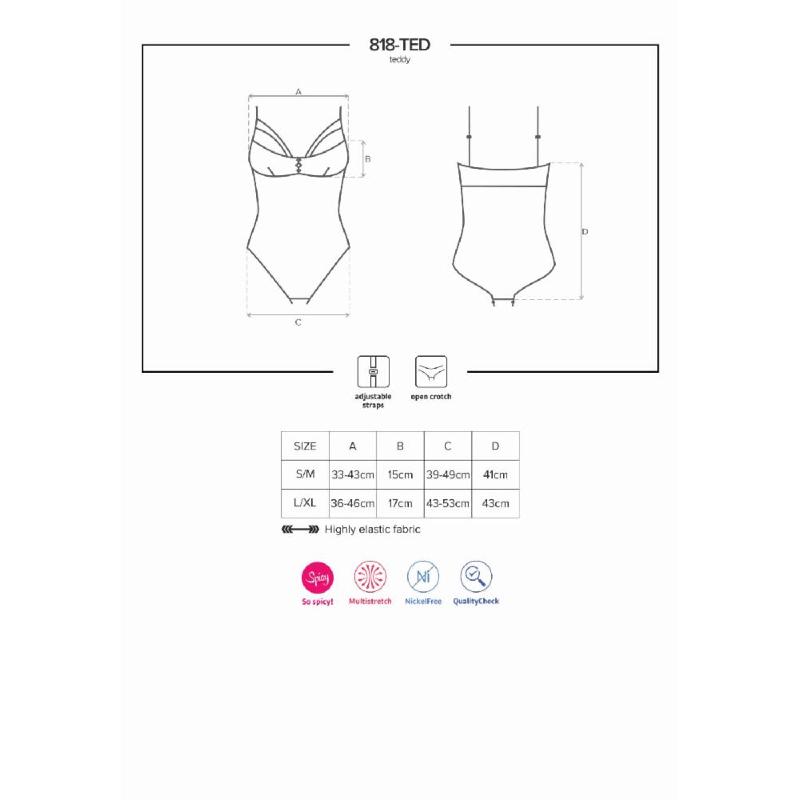 Мереживне боді з доступом Obsessive 818-TED-1 teddy S/M, чорне