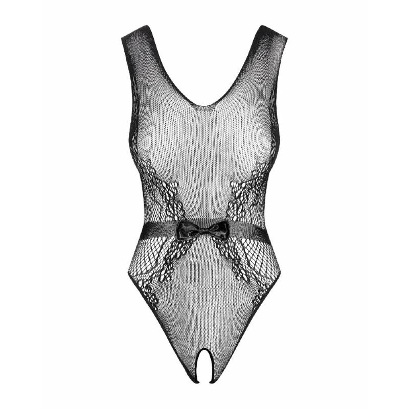 Сітчастий бодістокінг з доступом Obsessive B115 teddy S/M/L, чорний
