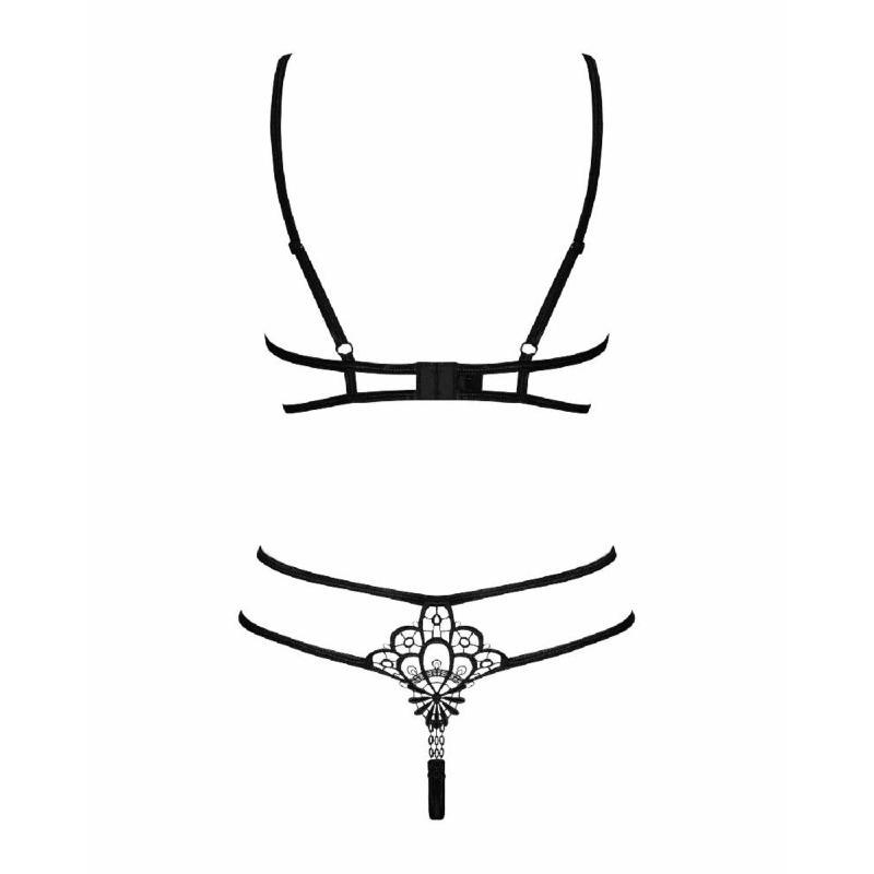 Еротичний комплект зі стреп Obsessive Badossa 2-pcs set S/M, чорний, з доступом