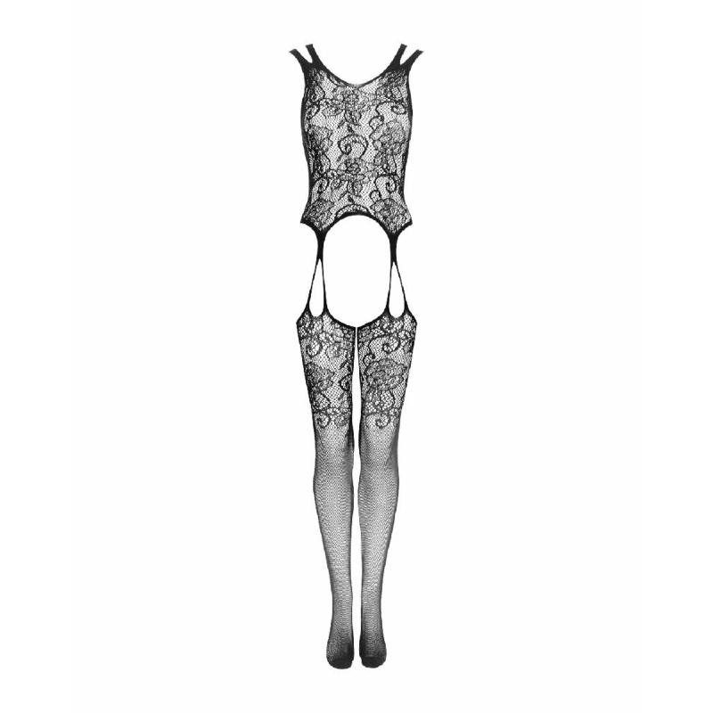 Бодістокінг Obsessive Bodystocking F237 S/M/L, рослинне плетіння, імітація панчіх