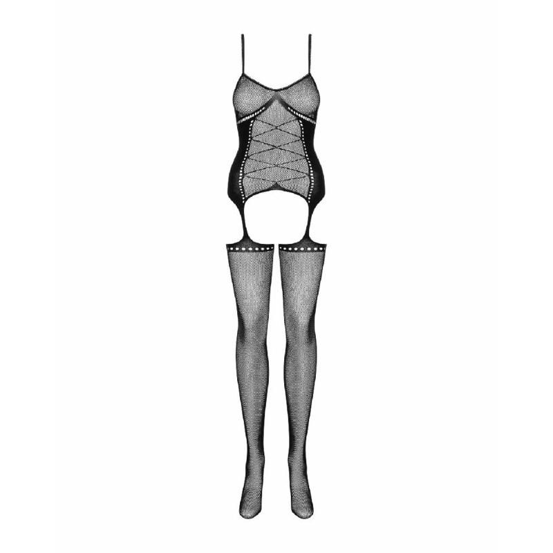 Бодістокінг Obsessive Bodystocking G314 S/M/L, імітація корсета та корсетної шнурівки