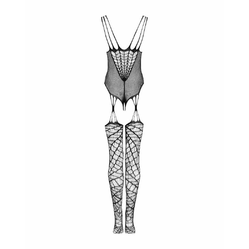 Ажурний бодістокінг під павутину Obsessive Bodystocking G325 black S/M/L, чорний, комбінезон