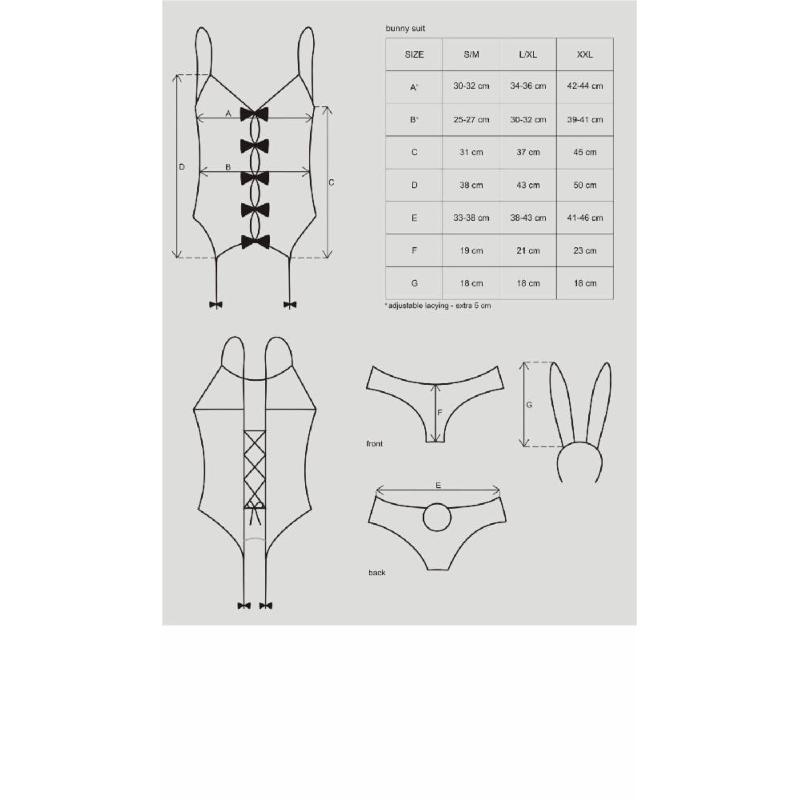 Еротичний костюм зайчика Obsessive Bunny suit 4 pcs costume pink S/M, рожевий, топ з підв’язками