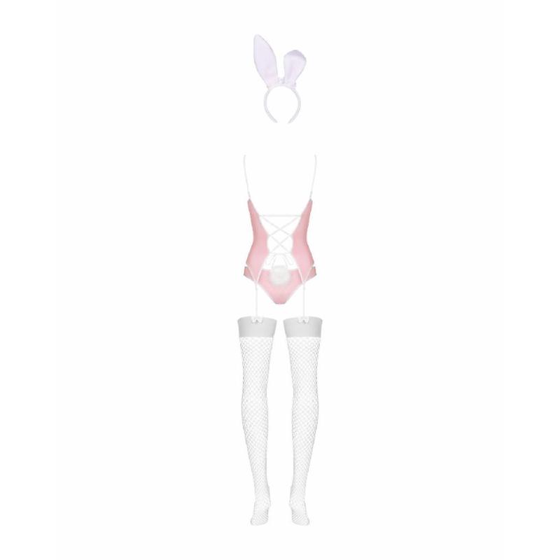 Еротичний костюм зайчика Obsessive Bunny suit 4 pcs costume pink S/M, рожевий, топ з підв’язками