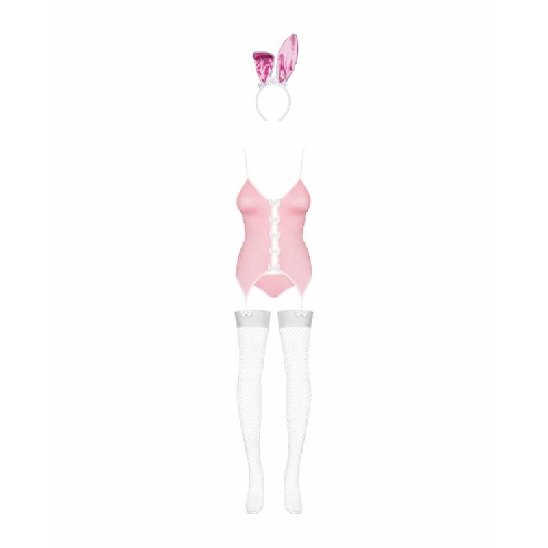 Еротичний костюм зайчика Obsessive Bunny suit 4 pcs costume pink S/M, рожевий, топ з підв’язками