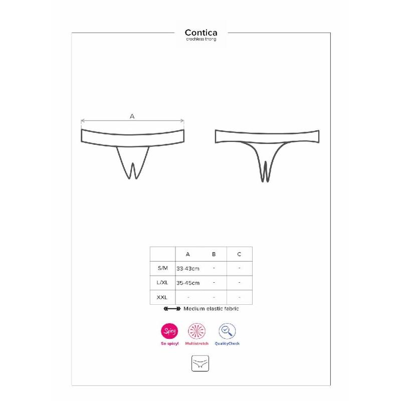 Мереживні танга з доступом Obsessive Contica crothchles thong S/M, чорні