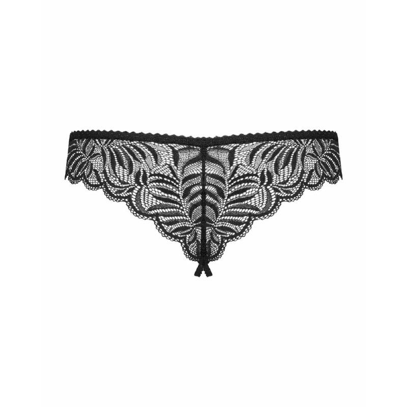 Мереживні танга з доступом Obsessive Contica crothchles thong S/M, чорні
