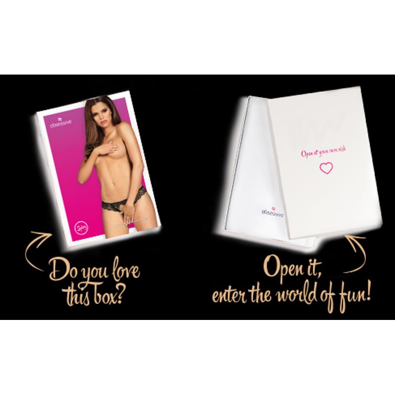 Мереживні танга з доступом Obsessive Contica crothchles thong L/XL, чорні