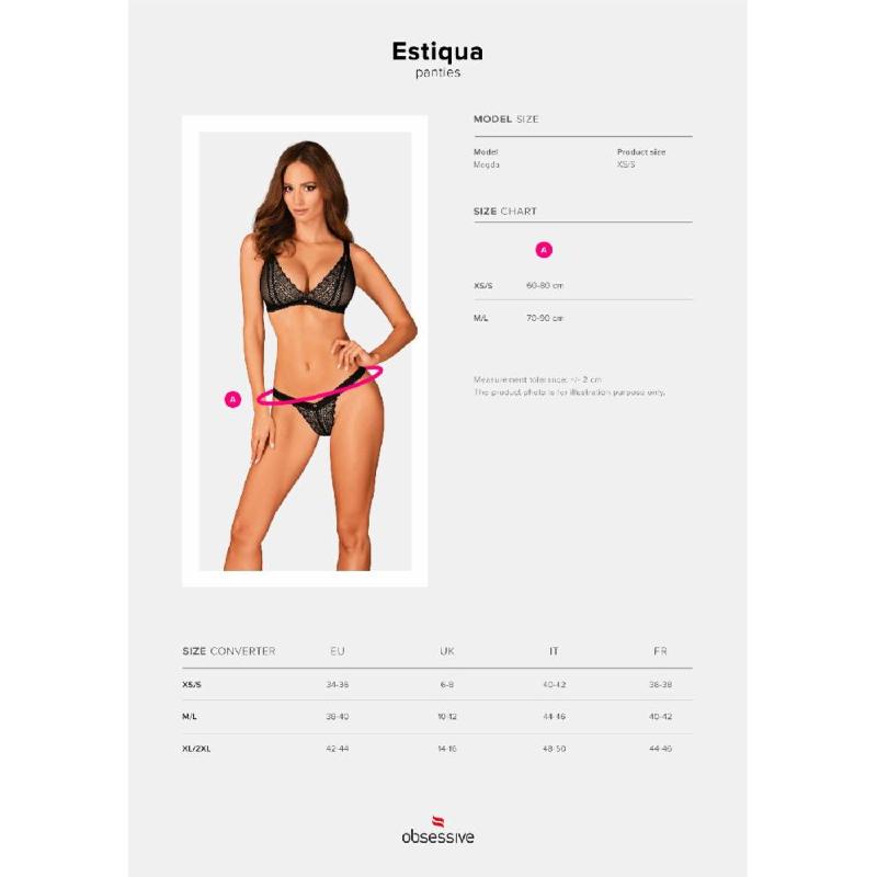 Мереживні трусики із заниженою талією Obsessive Estiqua panties M/L, чорні