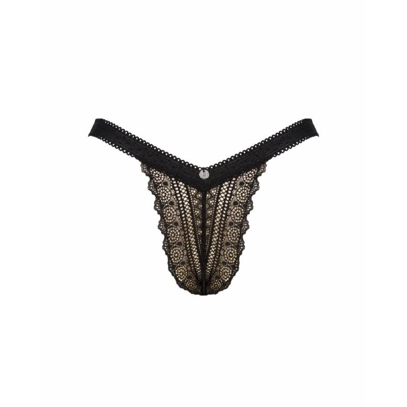 Мереживні трусики із заниженою талією Obsessive Estiqua panties M/L, чорні