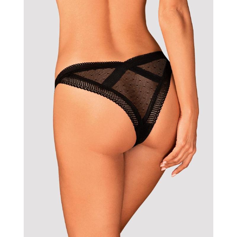 Мереживні трусики із заниженою талією Obsessive Estiqua panties M/L, чорні