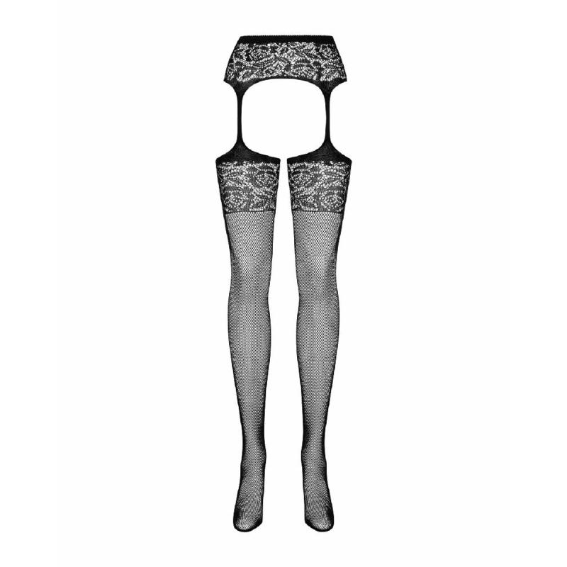 Сітчасті панчохи-стокінги з імітацією гартерів Obsessive Garter stockings S500S/M/L, чорні