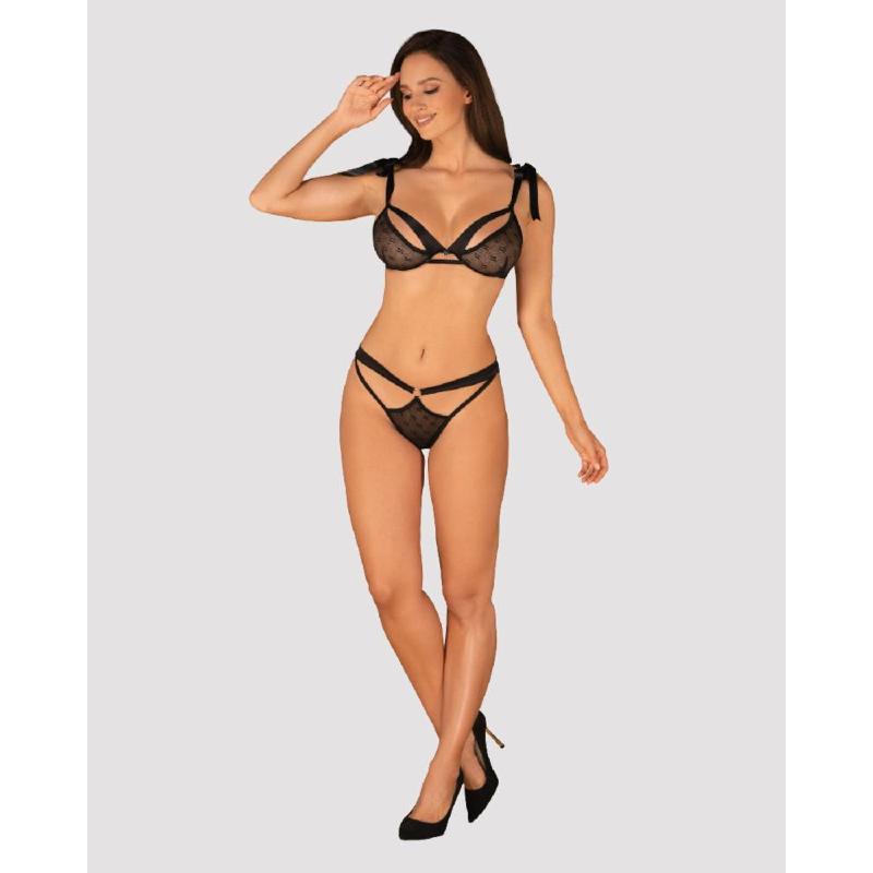 Напівпрозорий еротичний комплект Obsessive Obsessivia 2-pcs set black S/M, бюстгальтер та трусики