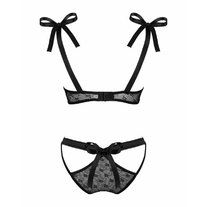 Напівпрозорий еротичний комплект Obsessive Obsessivia 2-pcs set black L/XL, бюстгальтер та трусики