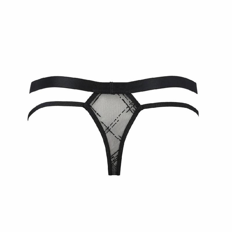 Чоловічі прозорі стринги Passion 029 THONG COLLIN S/M Black, сітка